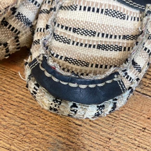 Tony Lama Boat Shoes Womens 6.5B Lindale Lace Up Black Tan Woven Flats‎ - Picture 10 of 14